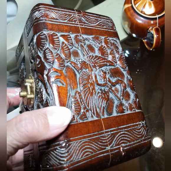 Vintage Carved Wooden Jewelry Box - Picture 10 of 12